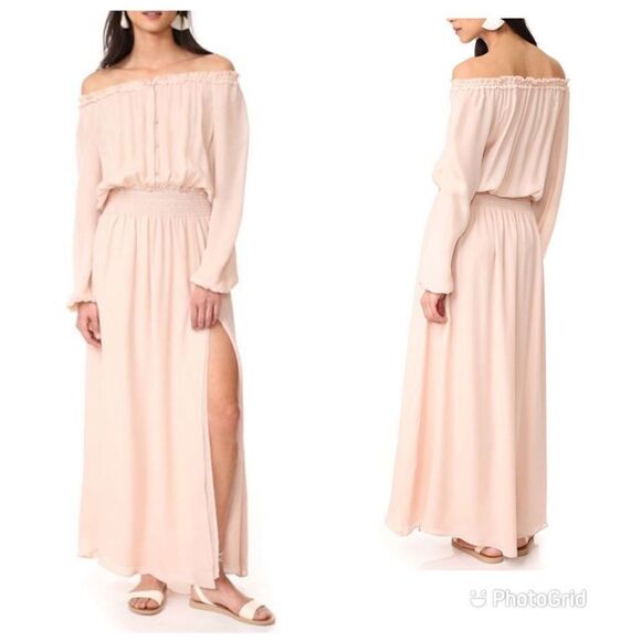 NWT LoveShackFancy Smocked Washed Silk Maxi Dress In Powder Pink- Size XS - Picture 15 of 15